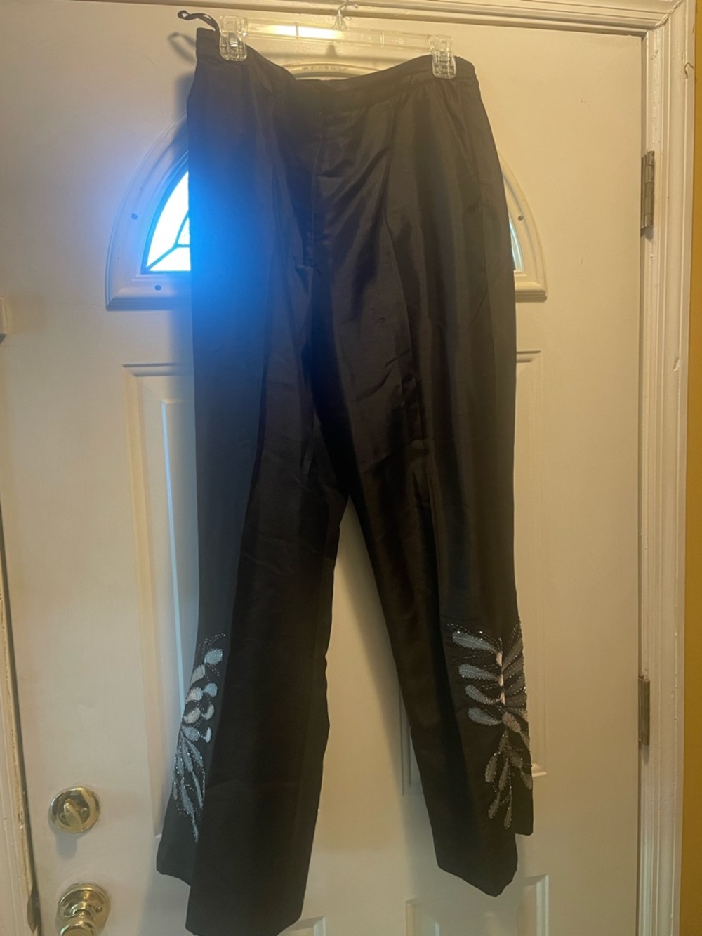 Donnavinci Black Dress Pants with Silver butterfly Embellishment on side legs